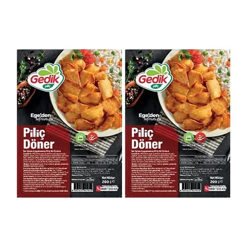 Gedik Tabaklı Pişmiş Yaprak Piliç Döner