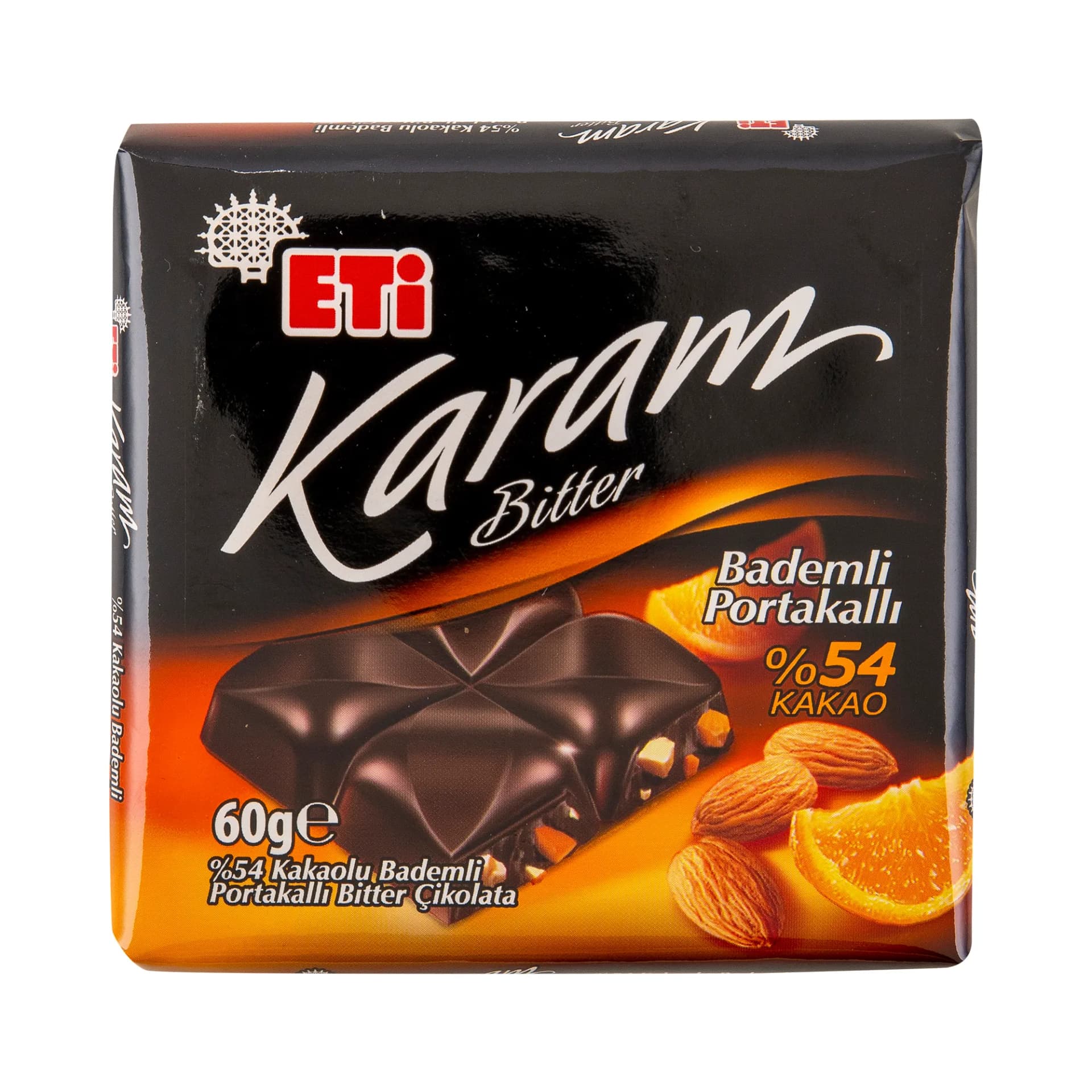 Eti Karam %54 Kakaolu Bademli Portakallı Bitter Çikolata