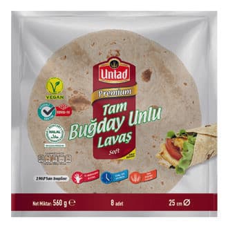 Untad Premium Tam Buğday Unlu Lavaş 8'li 560 G