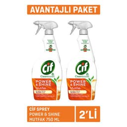Cif Power & Shine Sprey Mutfak Yağ Çözücü 2 x 750 Ml