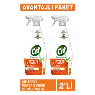 Cif Power & Shine Sprey Mutfak Yağ Çözücü 2 x 750 Ml