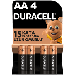 Duracell Alkalin AA Kalem Pil 1,5V (LR6 / MN1500), 4'lü Paket