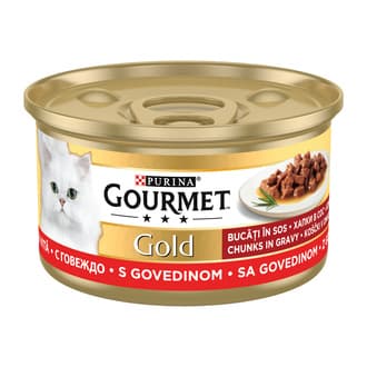 Gourmet Gold Parça Etli Soslu Sığır Etli Kedi Maması 85 G
