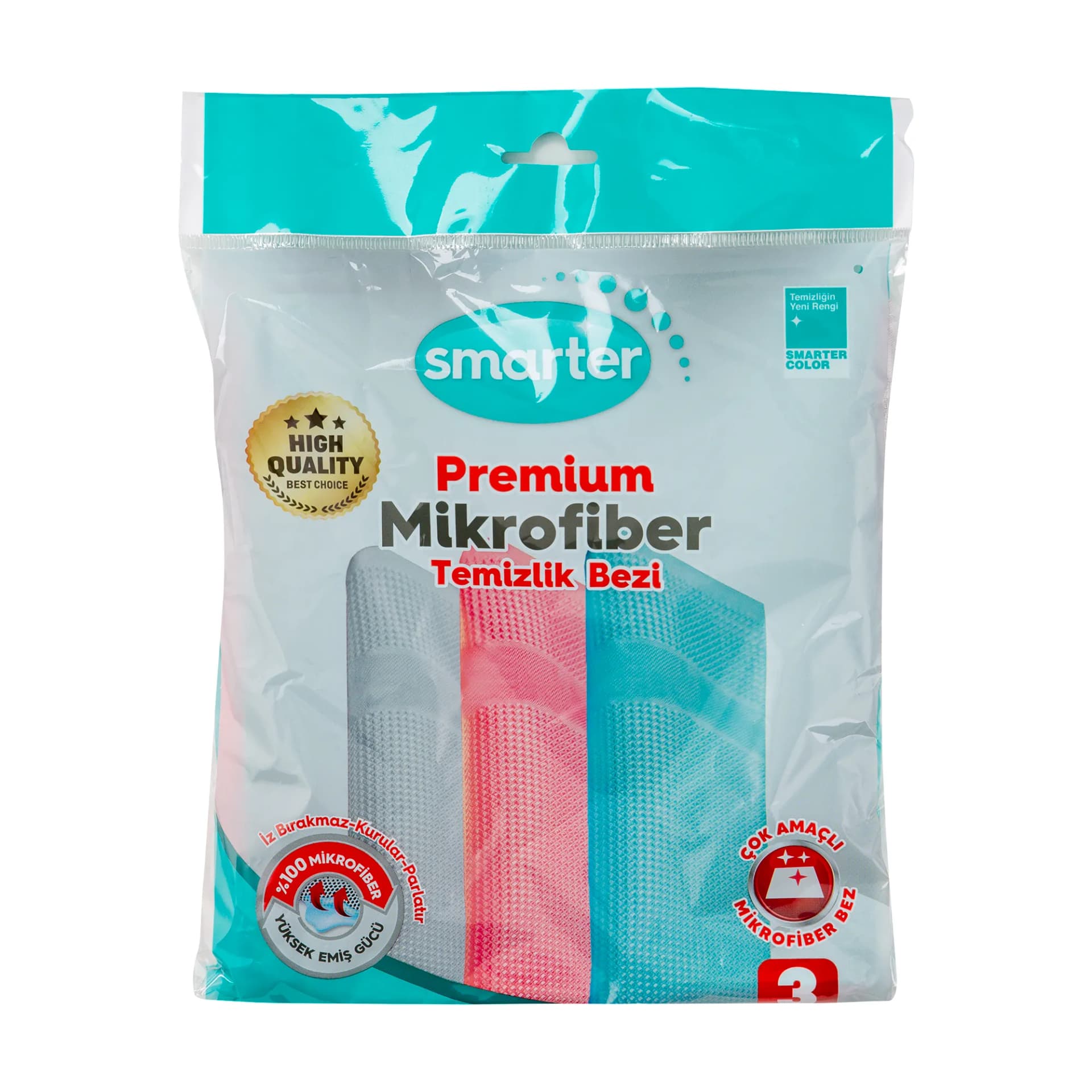 Smarter Premium 3'lü Mikrofiber Temizlik ve Cam Bezi