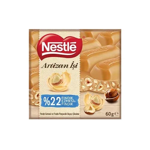 Nestle Artizan Işi Fındıklı & Fındık Ezmeli Beyaz Çikolata