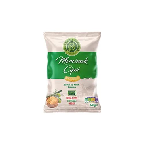 Glutensiz Fabrika Zeytin ve Kekik Aromalı Mercimek Cipsi