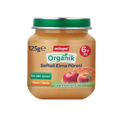 Milupa Organik Şeftali ve Elma Kavanoz Maması