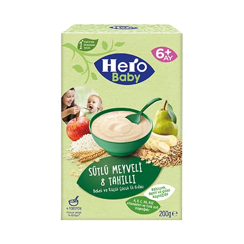 Hero Baby Sütlü Meyveli 8 Tahıllı Ek Besin