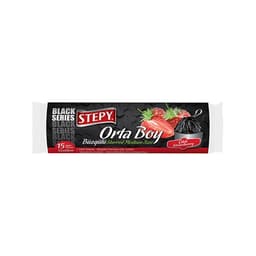 Stepy Siyah Büzgülü Çöp Torbası Orta Boy Çilek Kokulu