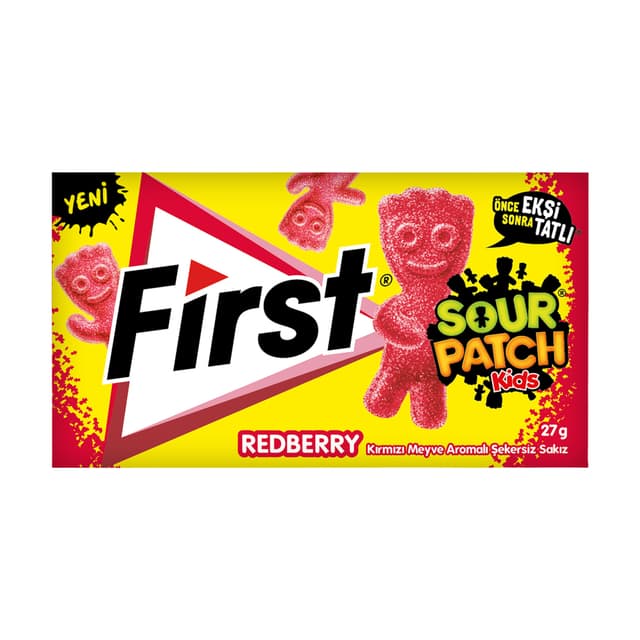 First Sour Patch Kids Kırmızı Meyve Aromalı Şekersiz Sakız